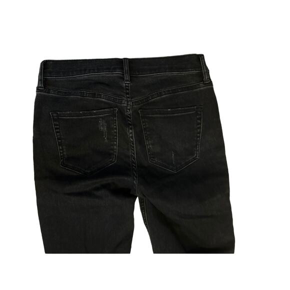 Women 26 Free People Great Heights Frayed Skinny Jeans Black Denim Pants Crop - Picture 6 of 6